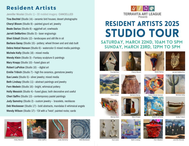 Studio Tour - List of Participents by location.