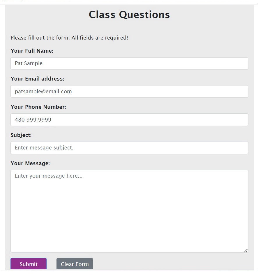 Class Find Payment Info Process- Step 5